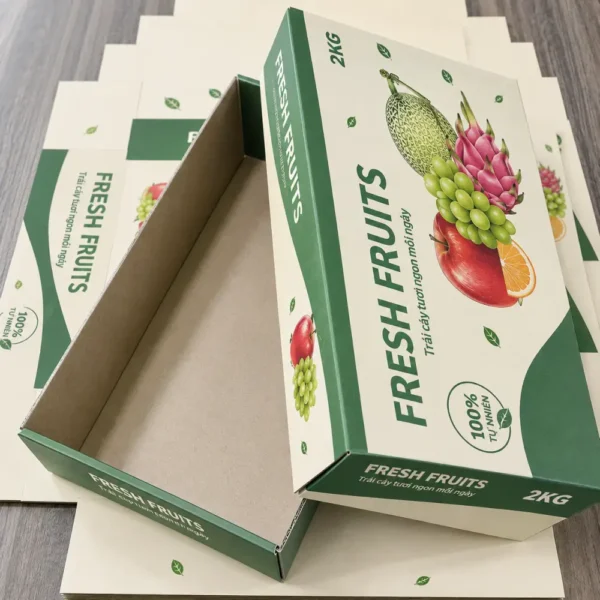 Hộp Carton Sóng Nắp Rời Đựng Trái Cây