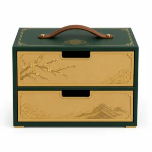 Hộp Cứng Cao Cấp 2 Tầng Quai Da