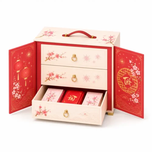 Hộp Cứng Cao Cấp Tầng Quà Tết Có Quai