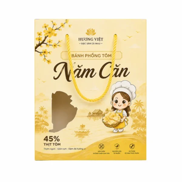 Hộp Giấy Mềm Có Cửa Sổ Đựng Bánh Phồng Tôm