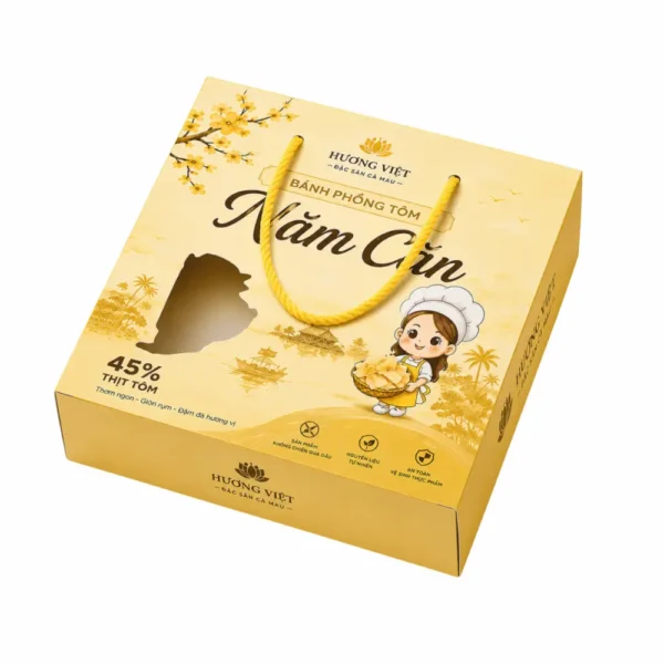 Hộp Giấy Mềm Có Cửa Sổ Đựng Bánh Phồng Tôm