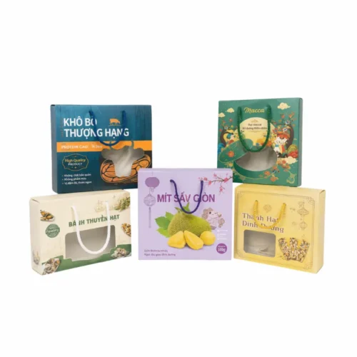 Hộp Giấy Mềm Có Cửa Sổ Đựng Bánh Mứt Tết