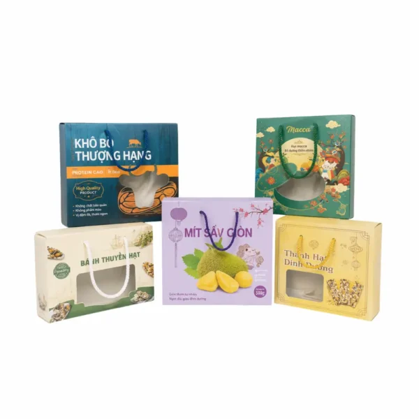 Hộp Giấy Mềm Có Cửa Sổ Đựng Bánh Mứt Tết