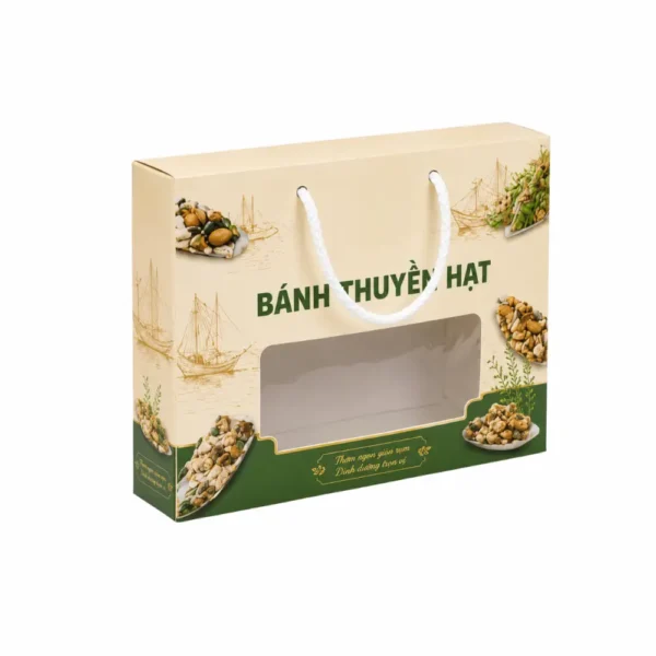 Hộp Giấy Mềm Có Cửa Sổ Đựng Bánh Mứt Tết