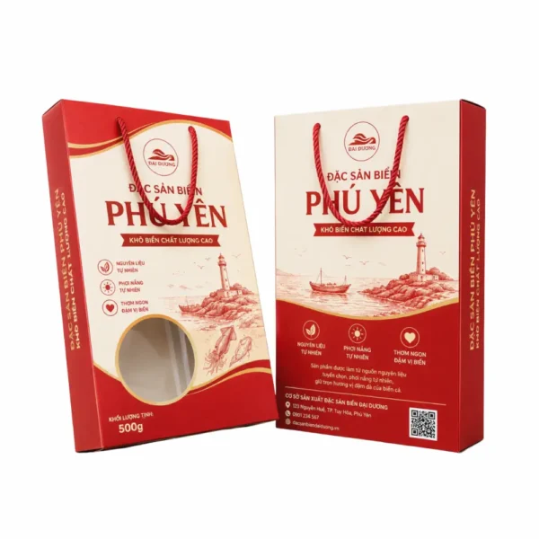 Hộp Giấy Mềm Có Cửa Sổ Đựng Hải Sản Khô