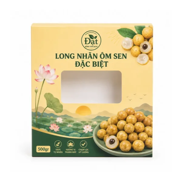 Hộp Giấy Mềm Có Cửa Sổ Đựng Long Nhãn Hạt Sen
