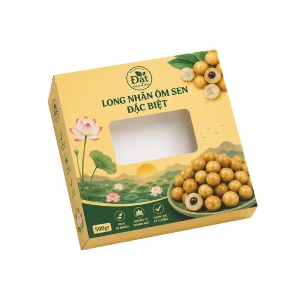 Hộp Giấy Mềm Có Cửa Sổ Đựng Long Nhãn Hạt Sen