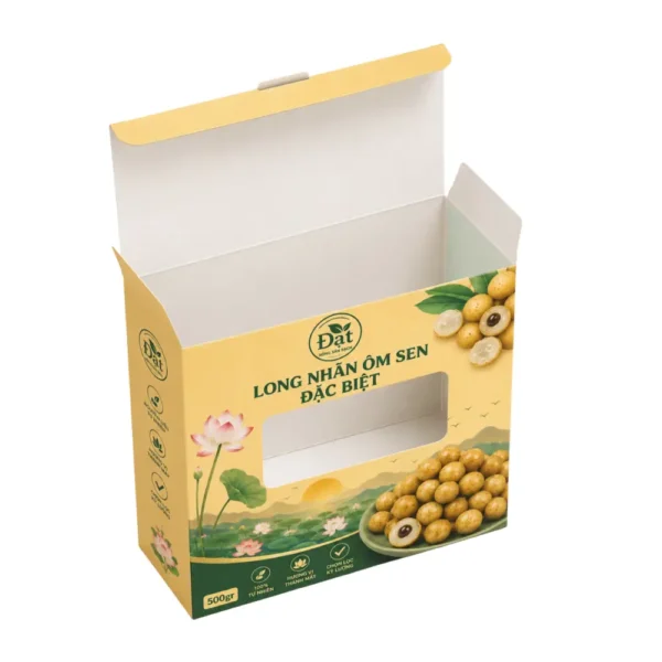 Hộp Giấy Mềm Có Cửa Sổ Đựng Long Nhãn Hạt Sen