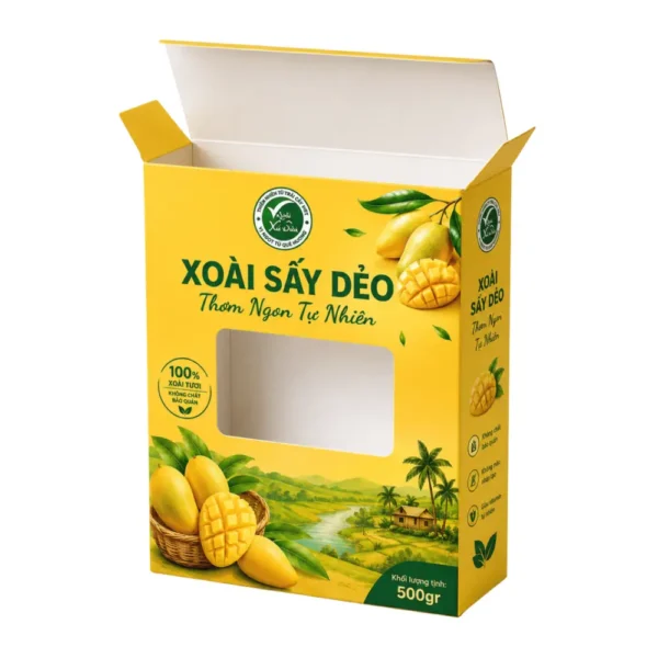 Hộp Giấy Mềm Có Cửa Sổ Đựng Trái Cây Sấy