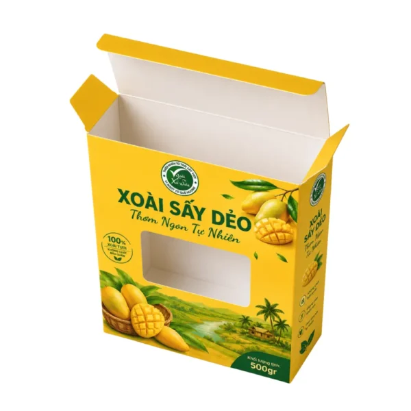 Hộp Giấy Mềm Có Cửa Sổ Đựng Trái Cây Sấy