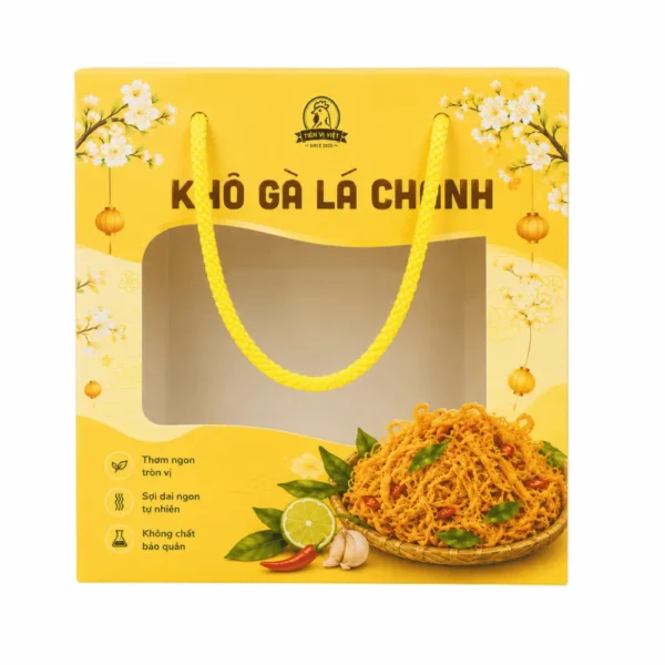 Hộp Giấy Mềm Có Cửa Sổ Quai Dây Đựng Khô Gà