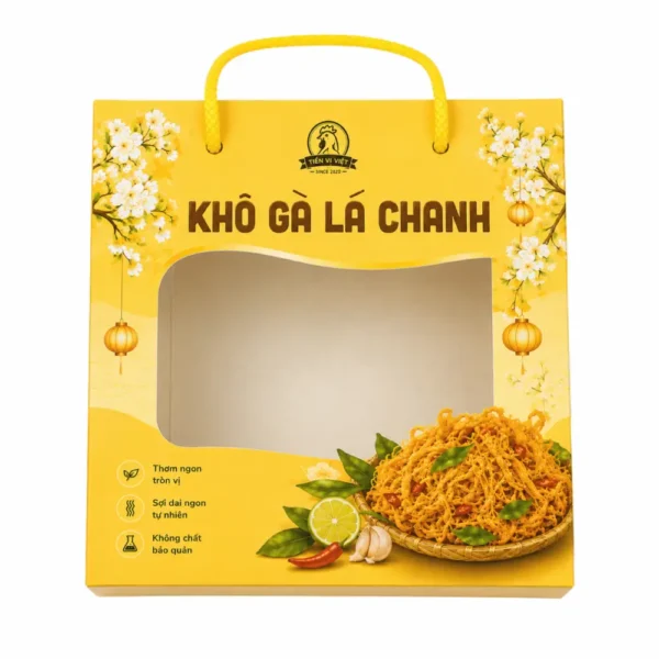 Hộp Giấy Mềm Có Cửa Sổ Quai Dây Đựng Khô Gà
