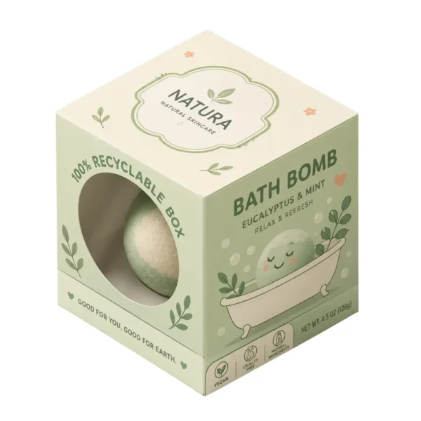 Hộp Giấy Mềm Có Cửa Sổ Tròn Đựng Bath Bomb