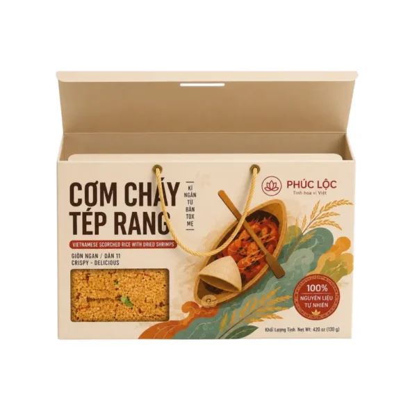Hộp Giấy Mềm Có Quai Xách Đựng Cơm Cháy