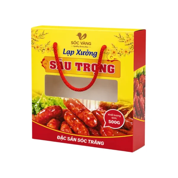 Hộp giấy mềm đựng lạp xưởng có cửa sổ