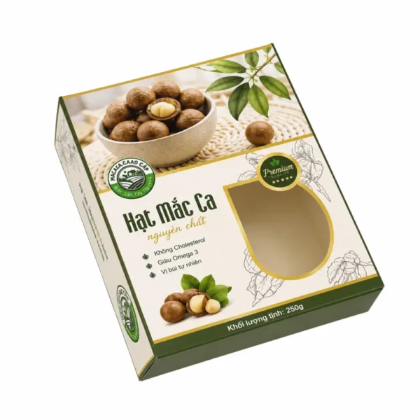 Hộp Giấy Mềm Nắp Gài Đựng Hạt Macca