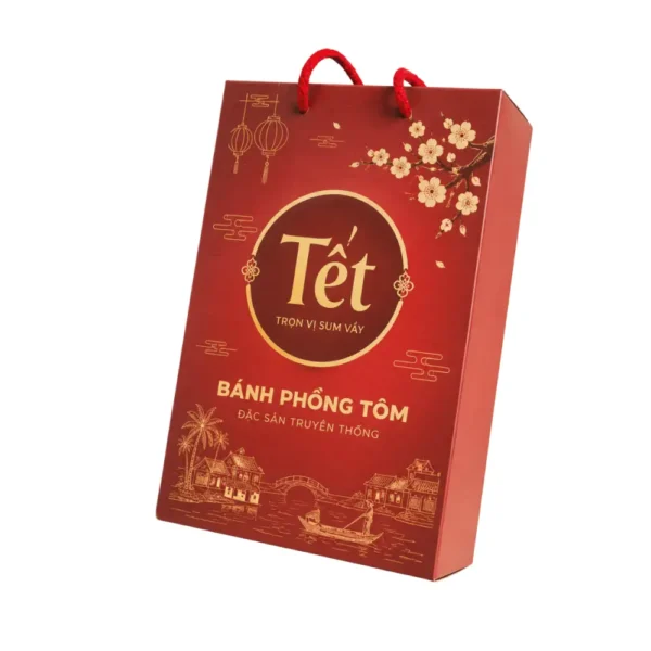 Hộp Giấy Mềm Quai Xách Đựng Bánh Phồng Tôm Tết