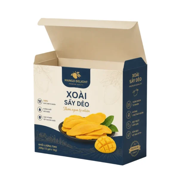 Hộp Giấy Mềm Nắp Gài Đựng Xoài Sấy Dẻo