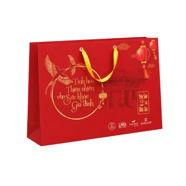 Túi Giấy Có Quai Đựng Yến Dây Ruy Băng