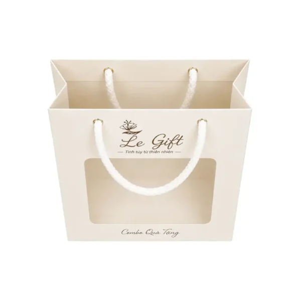 Túi Giấy Kraft Trắng Có Quai Có Cửa Sổ