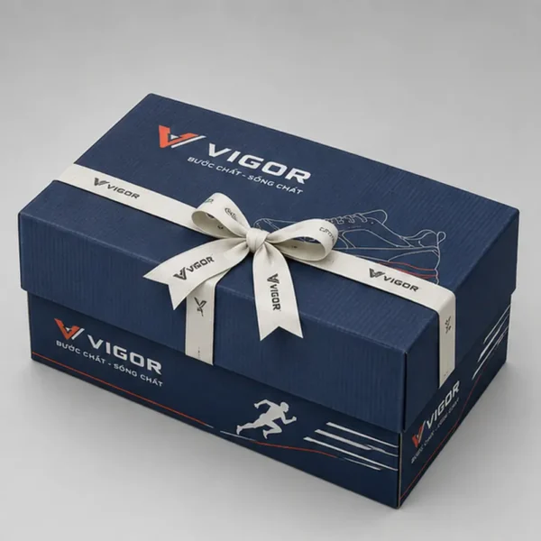 Hộp Carton Nắp Gài Đính Nơ Đựng Giày