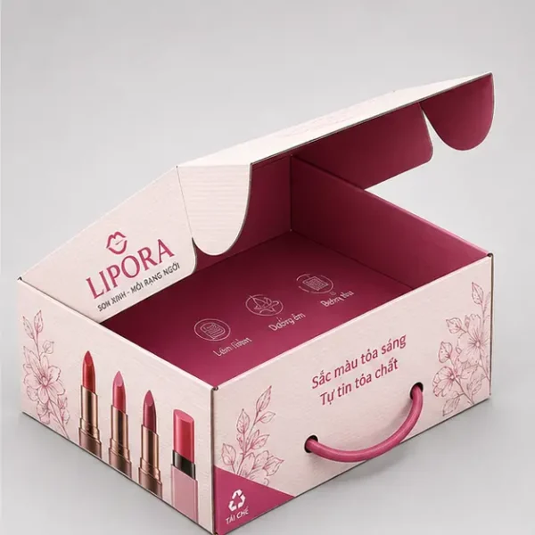 Hộp Carton Nắp Gài Có Quai Đựng Mỹ Phẩm