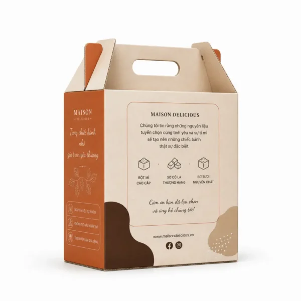 Hộp Carton Sóng Khóa Đáy Đựng Bánh