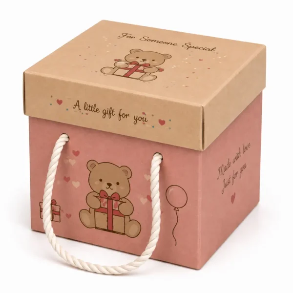Hộp Carton Sóng Nắp Rời Đựng Gấu Bông
