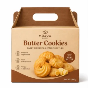 Hộp Carton Sóng Khóa Đáy Có Quai Đựng Bánh Quy