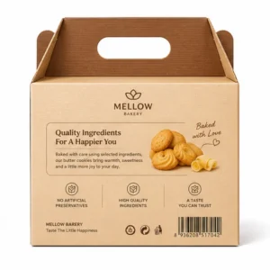Hộp Carton Sóng Khóa Đáy Có Quai Đựng Bánh Quy