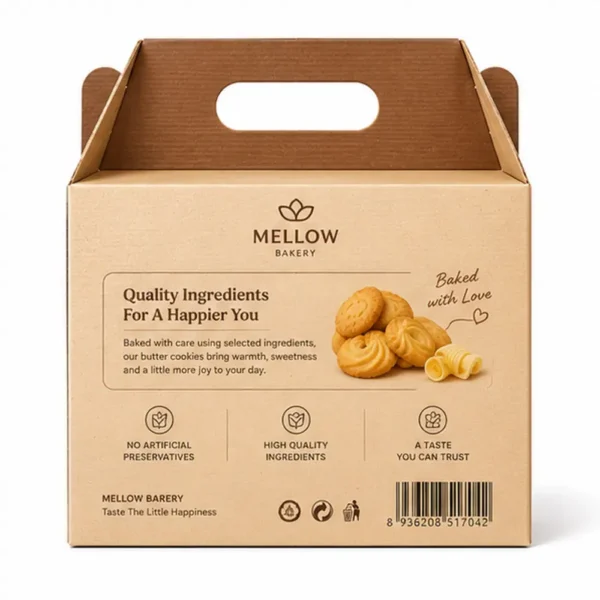 Hộp Carton Sóng Khóa Đáy Có Quai Đựng Bánh Quy