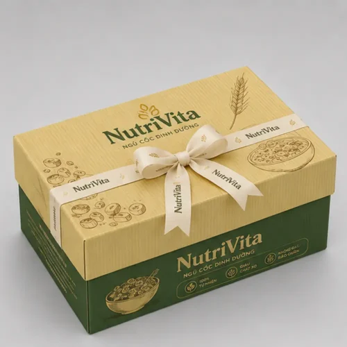 Hộp Carton Nắp Gài Thắt Nơ Đựng Ngũ Cốc