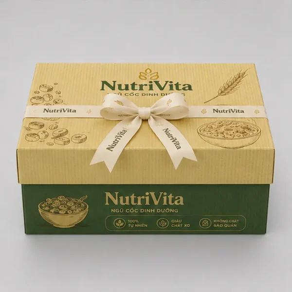 Hộp Carton Nắp Gài Thắt Nơ Đựng Ngũ Cốc