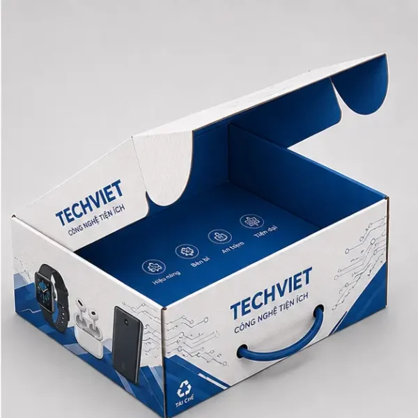 Hộp Carton Nắp Gài Có Quai Đựng Phụ Kiện Công Nghệ