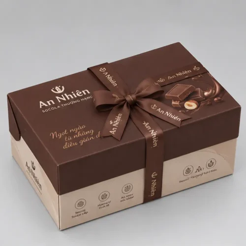 Hộp Carton Nắp Gài Thắt Nơ Đựng Socola