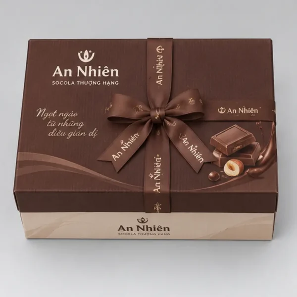 Hộp Carton Nắp Gài Thắt Nơ Đựng Socola