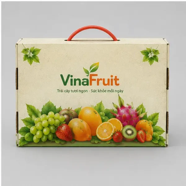 Hộp Carton Nắp Gài Có Quai Đựng Trái Cây